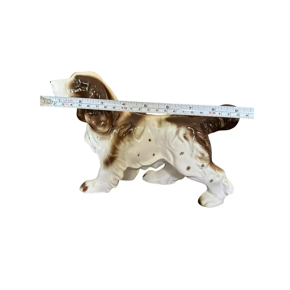 Vintage Porcelain Cocker Spaniel Dog Figurine Brown White Japan Collectible 7” T